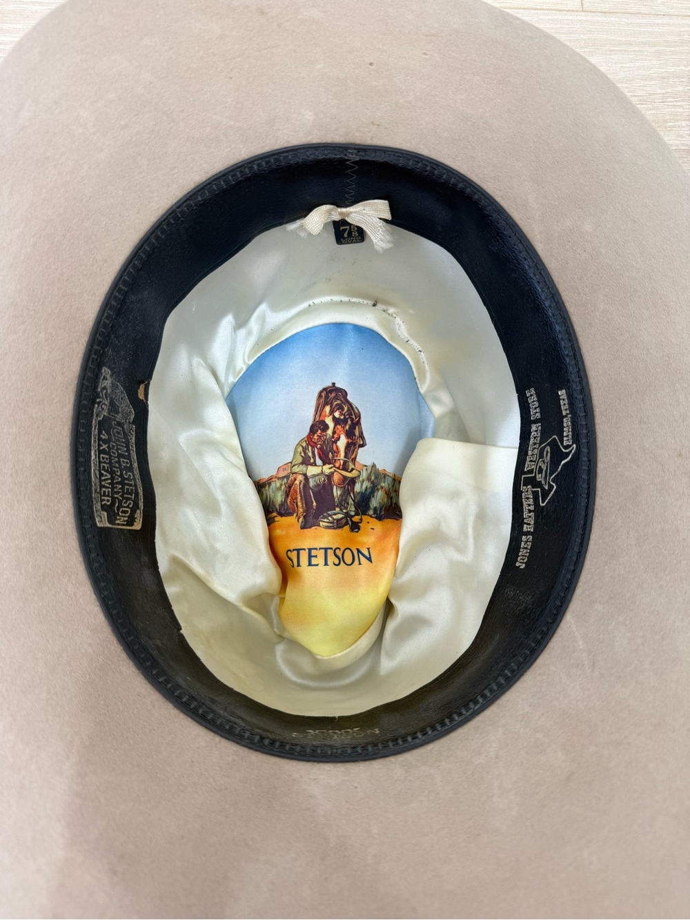 Stetson 7 5/8 Taupe Felt Western Hat. Shape it for u! - Picture 9 of 16